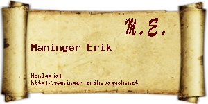 Maninger Erik névjegykártya
